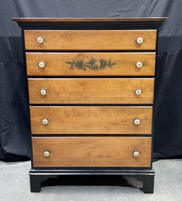 Lot 949 - A walnut and black lacquered, part stencilled...