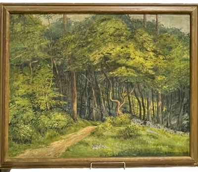 Lot 774 - A Nathanson, a woodland scene, signed l.r.,...