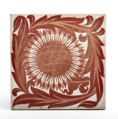 Lot 111 - A William De Morgan Sunflower tile designed by...