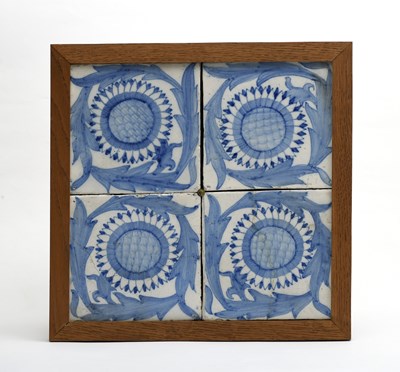 Lot 114 - Four Morris & Co Sunflower tiles designed by...
