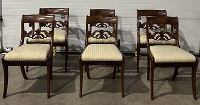 Lot 947 - A set of six William IV mahogany sabre leg...