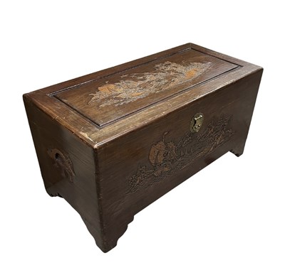 Lot 897 - An oriental, probably Chinese rosewood chest,...