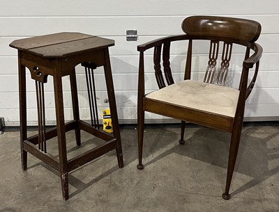 Lot 961 - Edwardian mahogany armchair with drop in seat,...