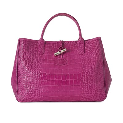 Lot 415 - Longchamp, a crocodile embossed leather handbag.