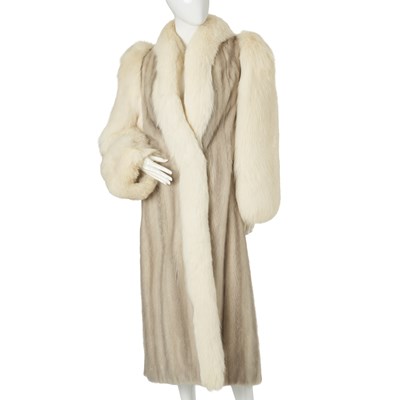 Lot 517 - A full-length sapphire mink and fox fur coat.