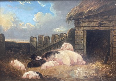 Lot 368 - Follower of George Morland, a pig sty with a...