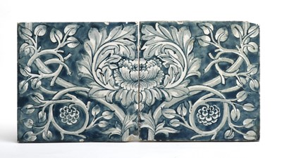 Lot 84 - A Morris & Co Rose two-tile panel designed by...