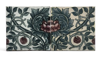 Lot 85 - A William De Morgan Rose two-tile panel, Poole...