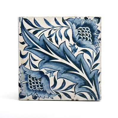 Lot 100 - A Morris & Co Diagonal Leaf tile, Dutch tile,...