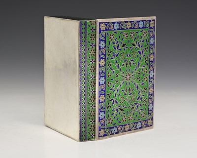Lot 7 - An Eastern silver-coloured metal and enamel...