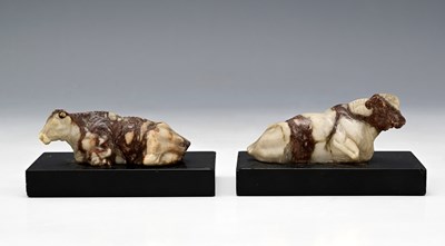 Lot 130 - A pair of Derbyshire carved alabaster and...