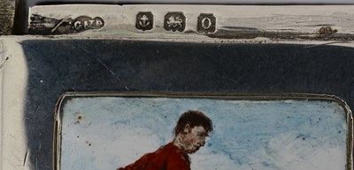 Lot 42 - A George V silver and enamel vesta case, by...