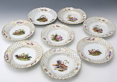 Lot 516 - A set of eight Meissen reticulated plates,...