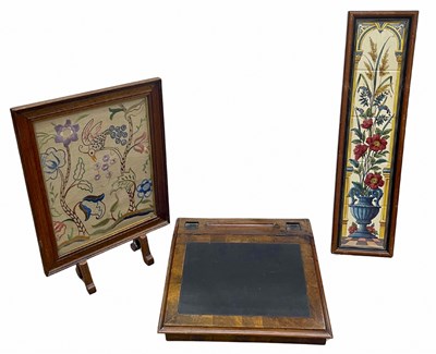 Lot 963 - An oak-framed Arts and Crafts fire screen with...