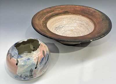 Lot 271 - A raku-fired studio ceramic bowl with wide...