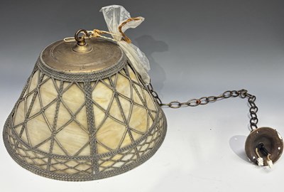 Lot 413 - A ceiling pendant light, flared form, slag...