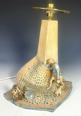 Lot 414 - A stoneware or pottery lamp, formed as an...