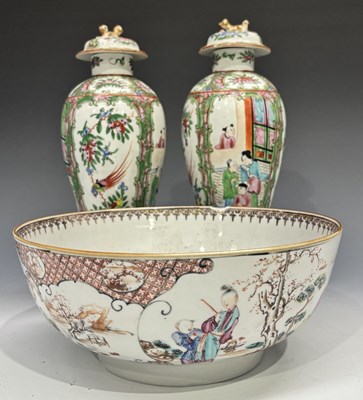 Lot 309 - A pair of Chinese export famille rose...