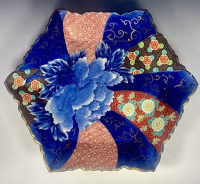 Lot 319 - A large hexagonal Japanese patchwork Imari...