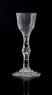 Lot 388 - A facet stem wine glass, circa 1770, the ogee...