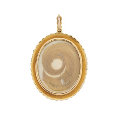 Lot 8 - An early 20th century 9ct gold pearl portrait miniature pendant
