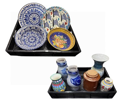 Lot 61 - A collection of faience Majolica jugs and...