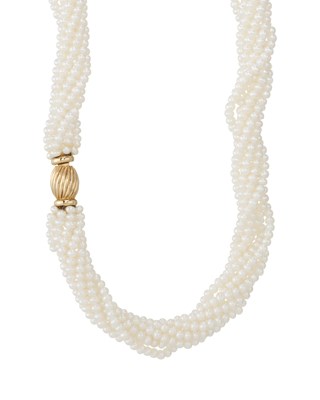 Lot 177 - A cultured pearl multi-row necklace, with 9ct gold clasp