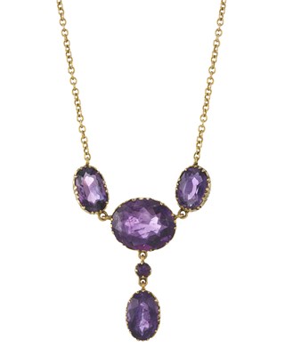 Lot 26 - A mid 20th century gold amethyst necklace