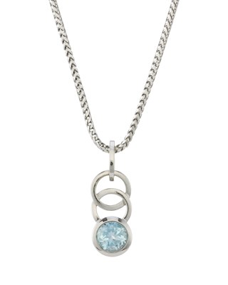 Lot 113 - A 9ct gold blue topaz single-stone pendant, with 18ct gold chain