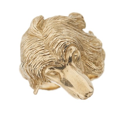 Lot 112 - A 9ct gold Afghan Hound novelty dog ring