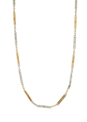 Lot 21 - An Edwardian 18ct bi-colour gold Albertina chain