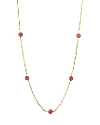 Lot 84 - A 9ct gold coral bead necklace