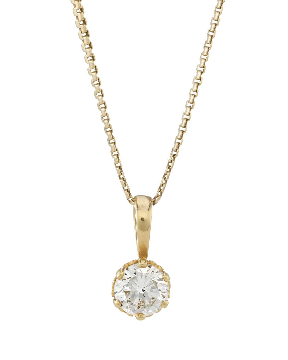 Lot 31 - An 18ct gold diamond single-stone pendant, with chain