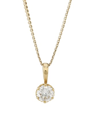 Lot 31 - An 18ct gold diamond single-stone pendant, with chain