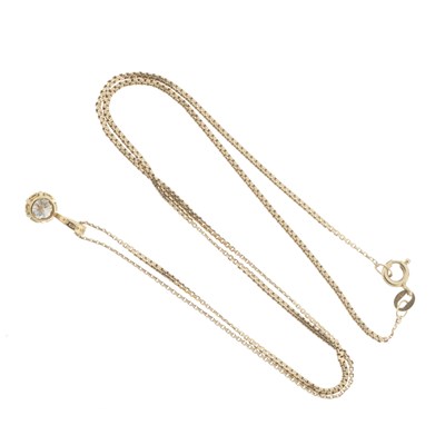 Lot 31 - An 18ct gold diamond single-stone pendant, with chain