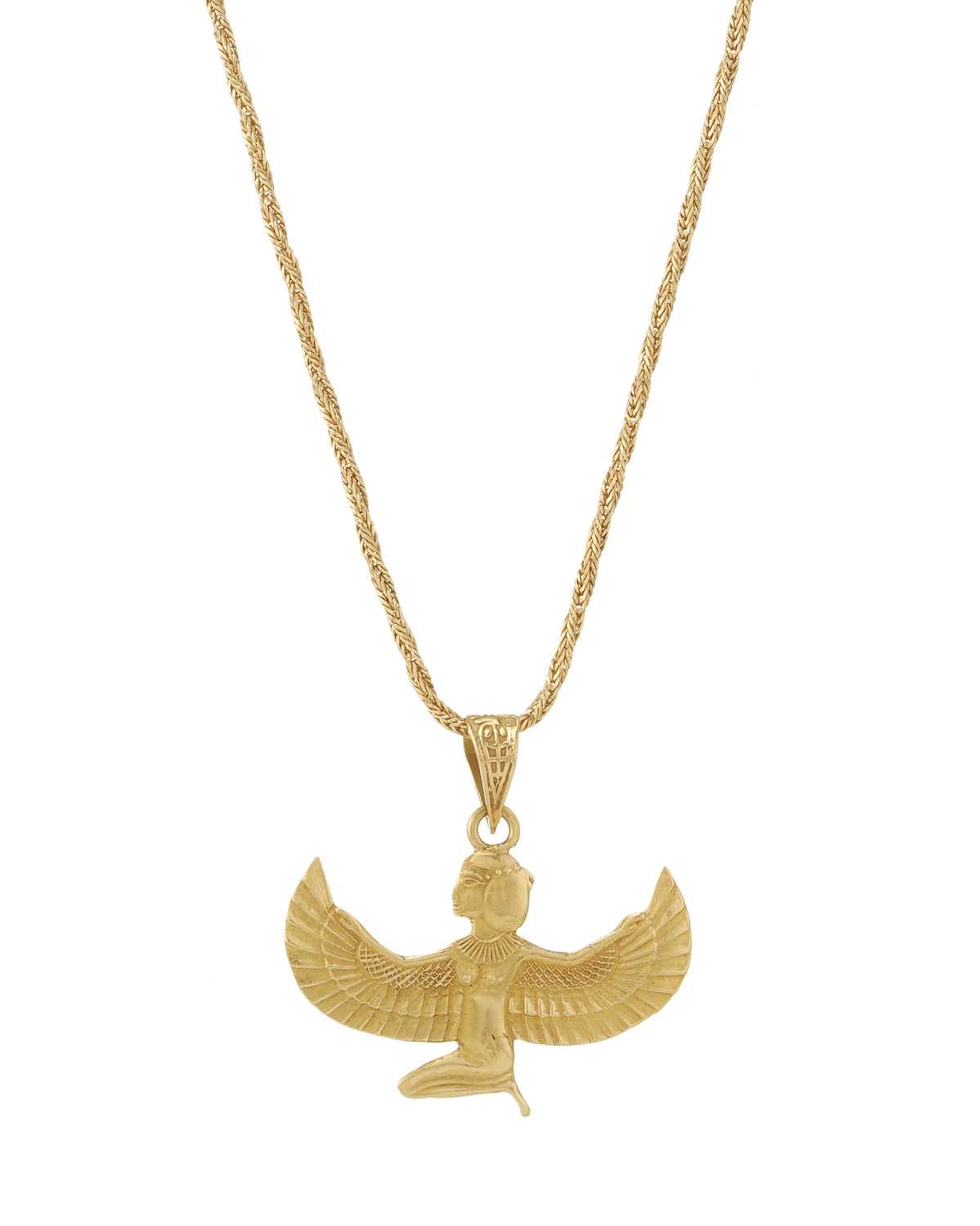 Lot 68 - An Egyptian high carat gold pendant, with chain