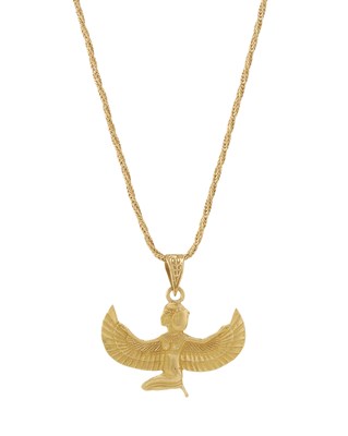 Lot 68 - An Egyptian high carat gold pendant, with chain