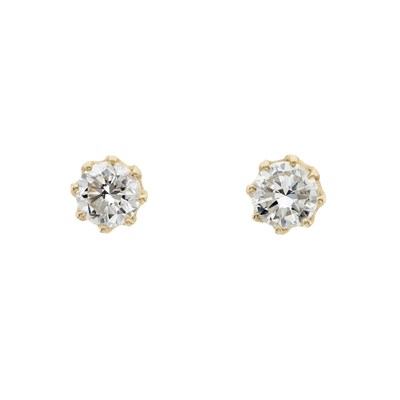 Lot 29 - A pair of gold diamond single-stone stud earrings