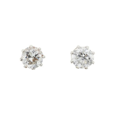 Lot 165 - A pair of old-cut diamond single-stone stud earrings
