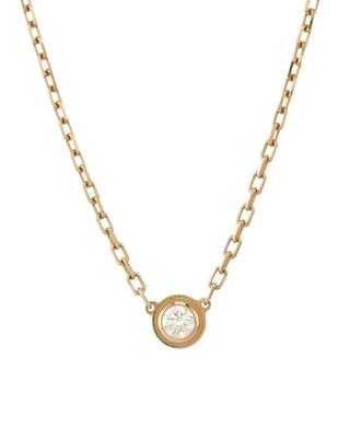 Lot 129 - Cartier, an 18ct rose gold diamond d'Amour single-stone necklace