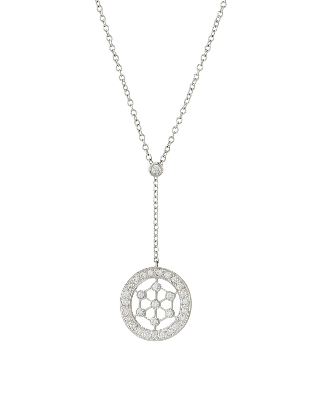Lot 69 - Tiffany & Co., a platinum diamond Voile Lariat pendant necklace