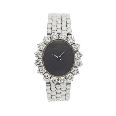 Lot 206 - Jaeger-LeCoultre, a white metal diamond set bracelet watch
