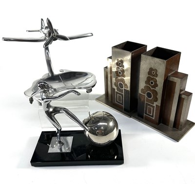 Lot 333 - An Art deco ashtray formed as a chrome dancing...