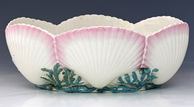 Lot 622 - Belleek, a first period scallop shell and...