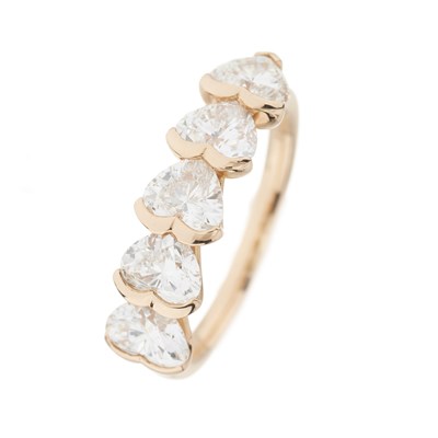 Lot 60 - Boodles, an 18ct rose gold diamond Classic five-stone half eternity ring