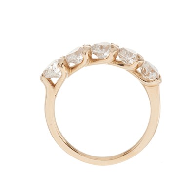 Lot 60 - Boodles, an 18ct rose gold diamond Classic five-stone half eternity ring