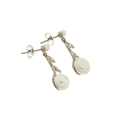 Lot 2 - A pair of Edwardian natural pearl and...