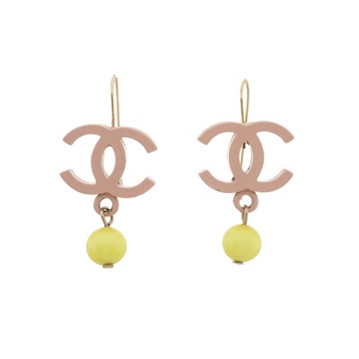 Lot 315 - Chanel, a pair of CC drop earrings.