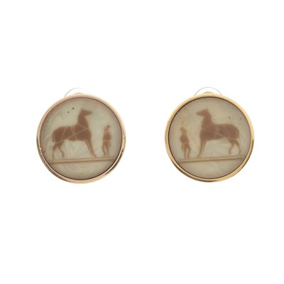 Lot 409 - Hermes, a pair of gold-plated horse clip-on earrings.