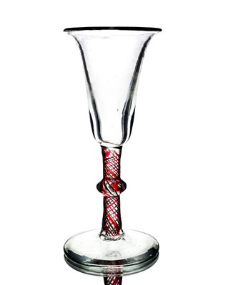 Lot 398 - A colour twist wine glass, circa 1760, the...